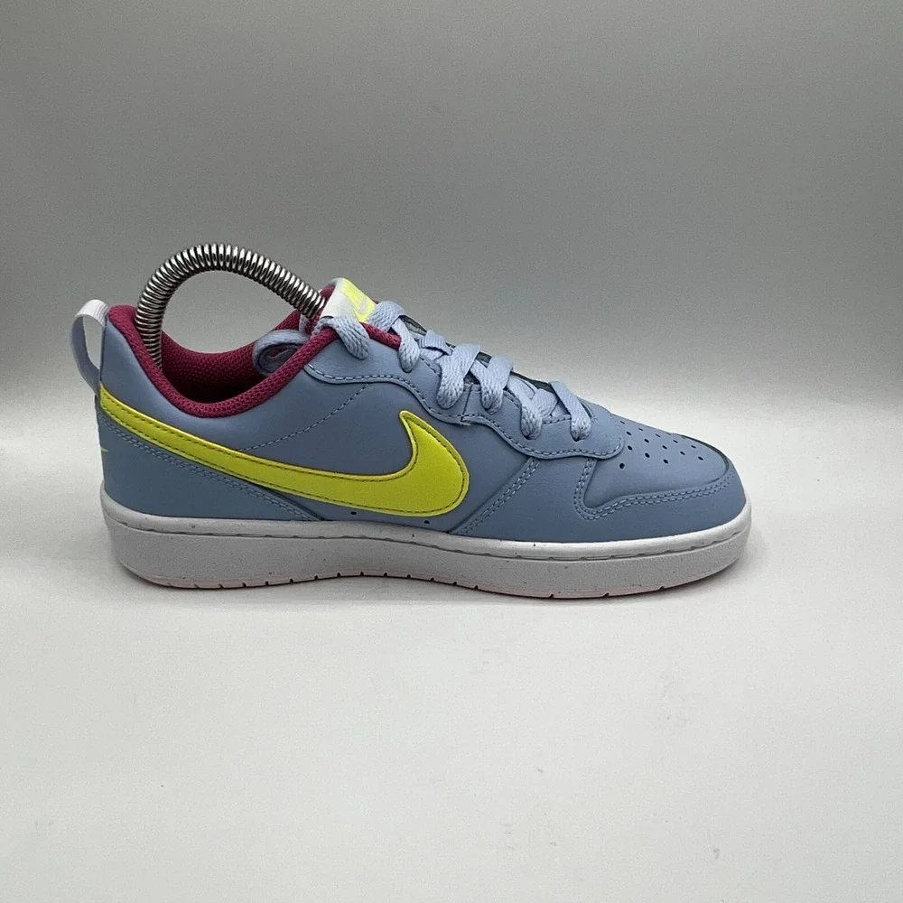 Nike Court Borough 2 Low -6Y Cobalt Bliss and Light Lemon Twist Youth Size 4.5 Y